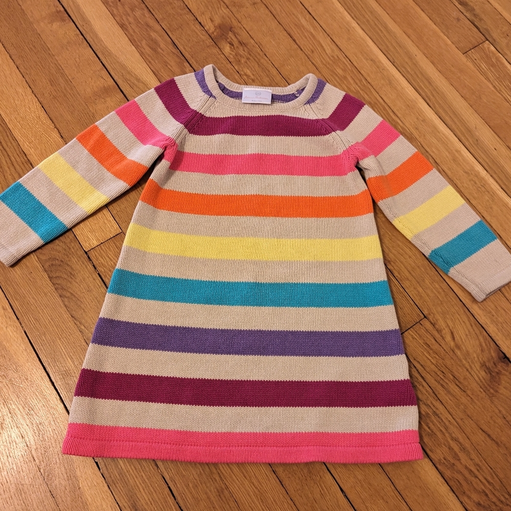 Hanna Andersson rainbow striped sweater dress 100cm 4T